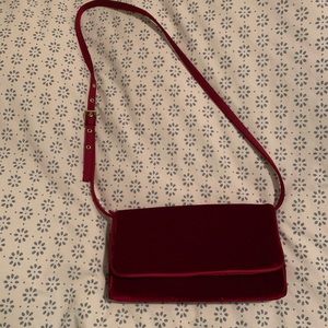 Maroon velvet purse. Magnet clasp mechanism. New.